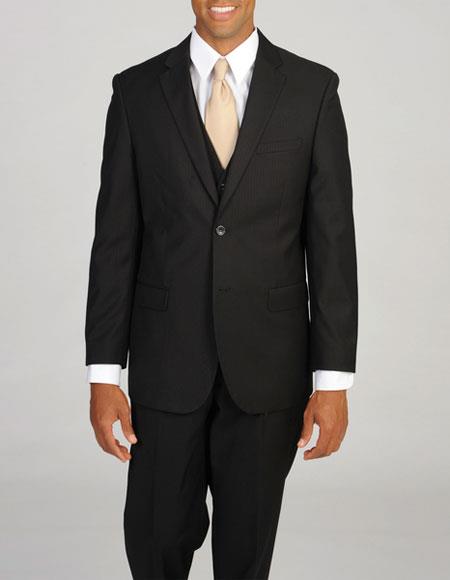 Brand: Caravelli Collezione Suit - Caravelli Suit - Caravelli italy Caravelli Men's 3 Piece Black  2 Button Slim Fit Vested Suit