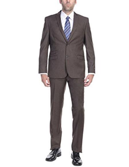 Men's Brown Slim Fitted Two-Piece Cheap Priced Business Suits 
