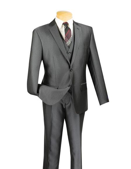 Men's Two Buttons 3 Piece Executive Charcoal Slim Fit Suit