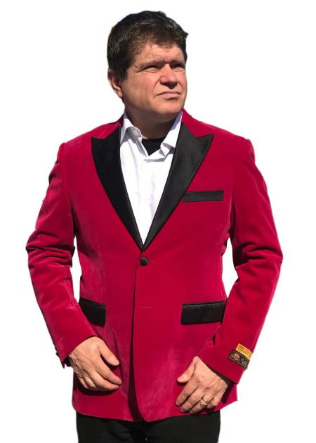 Red Velvet Tuxedo Velour Men's blazer Jacket For Men