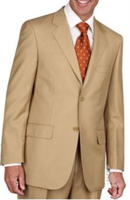 Men's Two Button Cheap Priced Business Suits Clearance Sale - Gold ~ Bronze ~ Camel ~ Birtish Khaki 