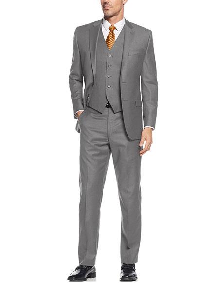 Gray 3 Pieces Suit  Side Vented Suit 