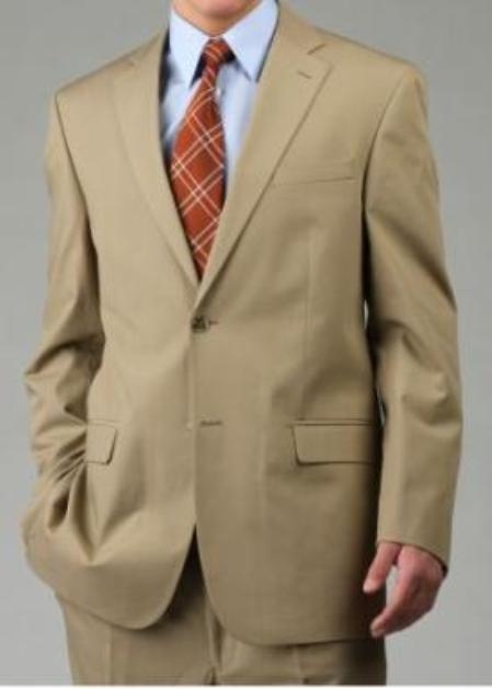 Men's Two Button Suit - Camel ~ Khaki  2 Piece Suits - Two piece Business suits Suit