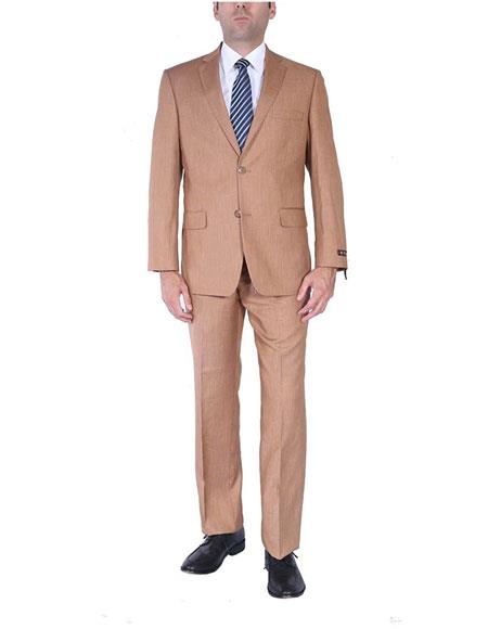 Men's Two-Piece Side Vents 2 Button Light Rust Cheap Priced Business Suits Clearance Sale