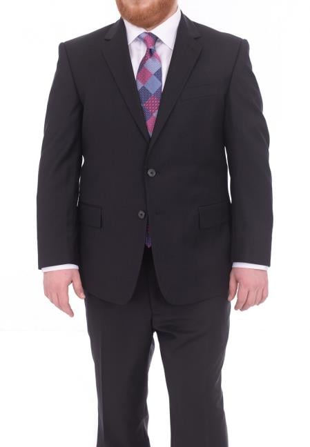 Mix and Match Suits Men's Portly Fit Two Button Super 130s Suit Dark Navy Blue Suit For Men Executive Fit Suit - Mens Portly Suit