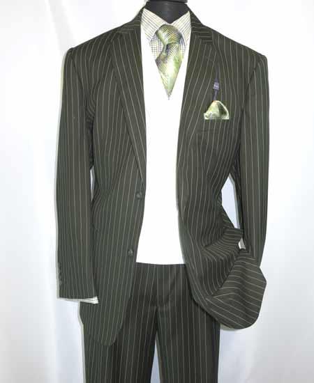 edwardian gentleman in an olive velvet pinstriped suit