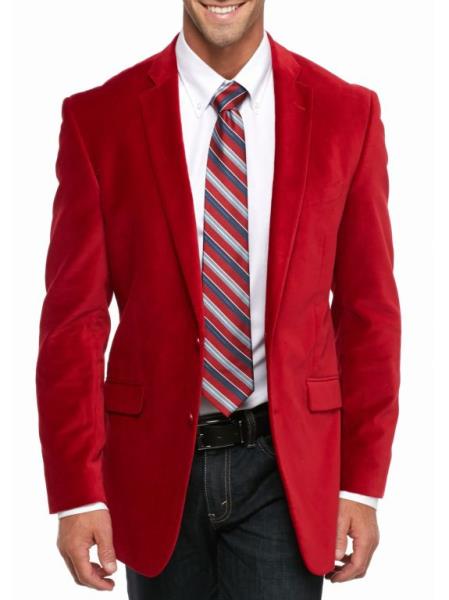 Cheap Big And Tall Blazers Clearance Velvet ~ Velour Cheap Priced Blazer Jacket For Men / Sport Coat Red