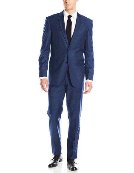 Men's 2 Button Royal Blue Classic & Slim Fit  Blend Dress Suits for Men