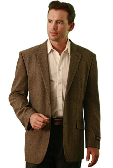 Men's wool Two Button Blazer Taupe