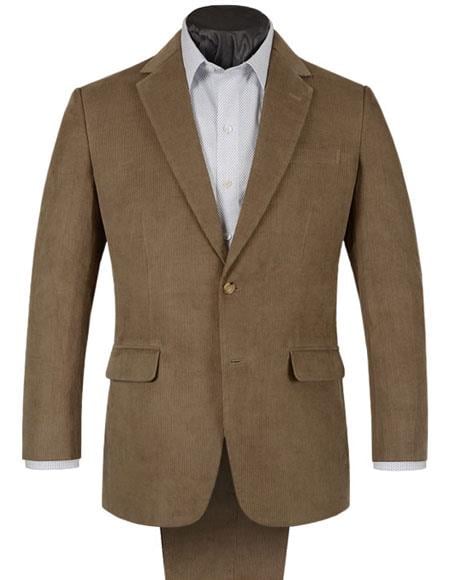 Mens Corduroy Suit Mens 2 Buttons Corduroy Beige Suit Single Pleated ...