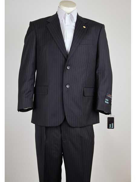 Men's Pinstripe  2 Button Black Suit