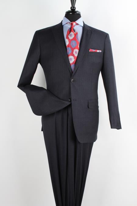 Men's 2 Piece 100% Wool Executive Charcoal Suit - Narrow