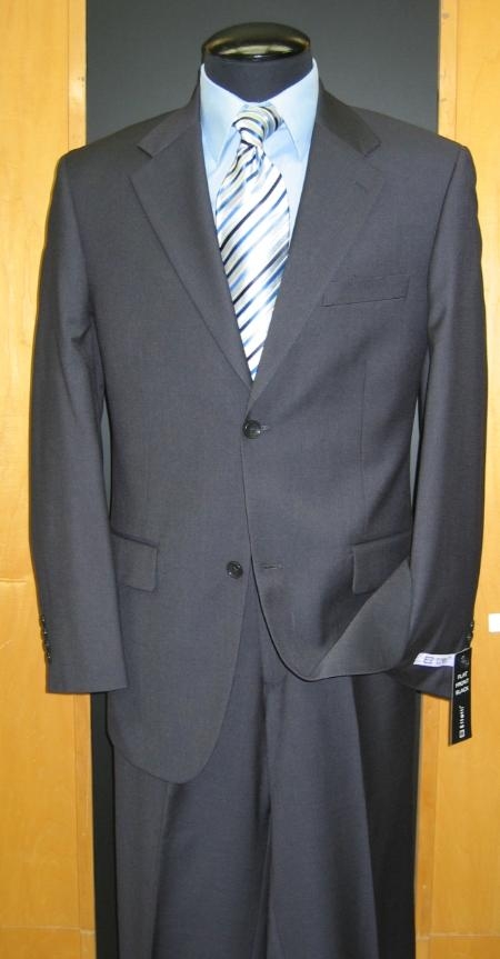 2 Button Flat Front Charcoal Suit