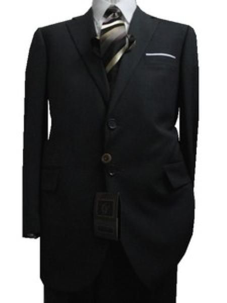 Fitted Discounted Sale Slim Cut 2 Button Charcoal with Thin Light Gray Pinstripes Men's Suit 