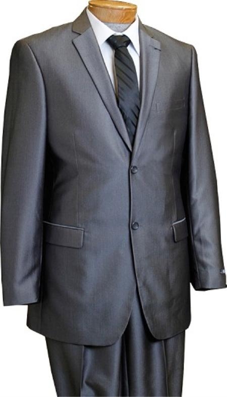 Men's 2 Button Slim Cut Pinstripe Conservative Pattern Grey TNT Suit Grey Mini Stripe Tapered Cut