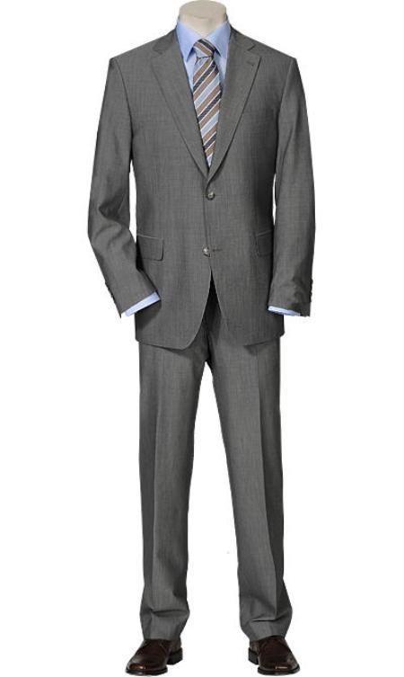 Mix and Match Suits Men's Solid Light Gray  Quality 2 Buttons Portly Suits Executive Fit Suit - Mens Portly Suit