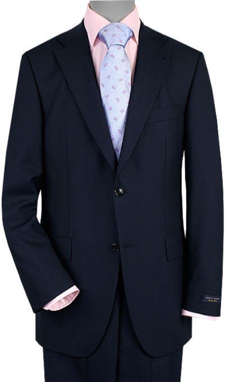Men's 2 Button Vented Dark Navy No Pleats 2 Piece Suits - Two piece Business suits Suit