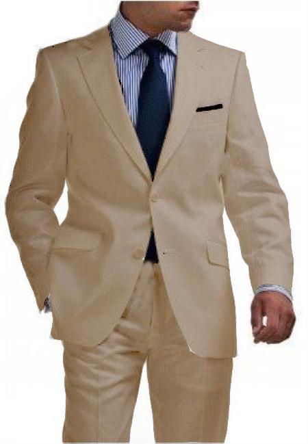 Men's Tan 2 Button Tapered Cut Half Lined Suit