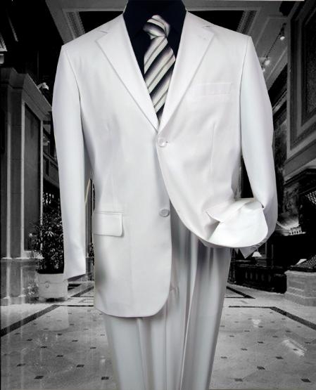 TS02 Extra Slim Fit Suit Men's SOLID COLOR WHITE 2 BUTTON 2PC Suits For Men BY:FITTED SLIM FITC CUT PAUL SUPER 130'S EXTRA FINE