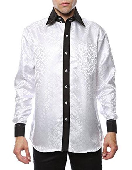 mens white paisley dress shirt