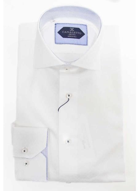 Men's White Tone on Tone Diamond Pattern Cotton Dress Shirt