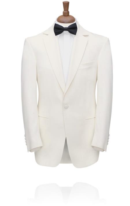 White Notch Lapel Tuxedo Jacket - Mens Closure Suits