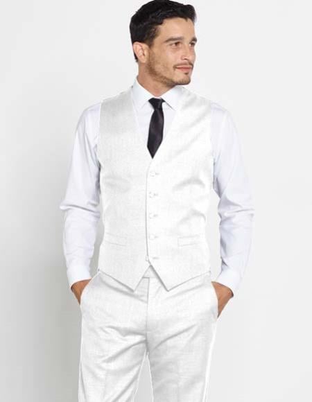 3pc Whitetuxedo Suit With Black Lape Fancy Jacket And Vest With Solid -  Franky Fashion