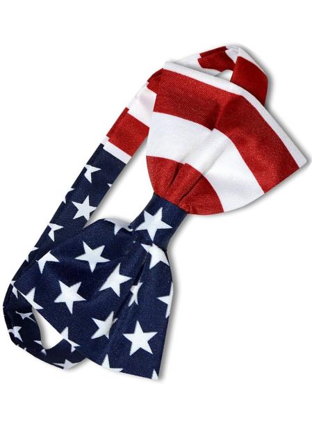 Men's White/Red/Blue Polyester American Flag USA Bowtie