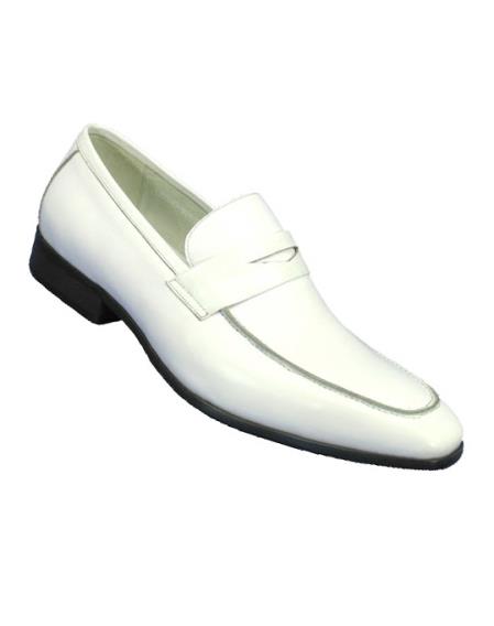 White Men's Fashionable Slip On Style Loafer