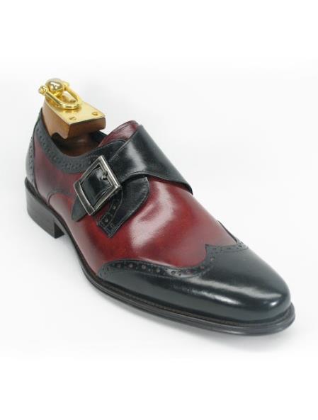 Men's Carrucci Black/Maroon Dress Shoe ~ Burgundy Dress Shoe ~ Wine ...