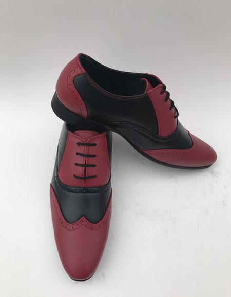 maroon dress black shoes