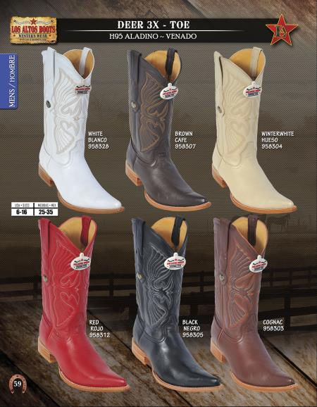 Los Altos XXX-Toe Genuine Deer Men's Western Cowboy Boots Diff. Colors ...