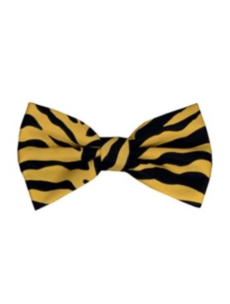 Men's Zebra Pattern Design Bow Ties Brown/Black-Men's Neck Ties - Mens Dress Tie - Trendy Mens Ties