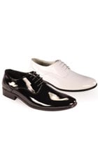 SKU#GP3922 Oxfords Tuxedo Formal Men's Classic Leather Lace Formal Shoes in Black and White