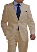 SKU#TAN7651 Mens & Boys Sizes Light Weight 2 Button Tapered Cut Half Lined Flat Front Linen Suit Vented Tan ~ Beige