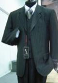 3 Button Wide Pinstripe In Charcoal Grey Vest Included 