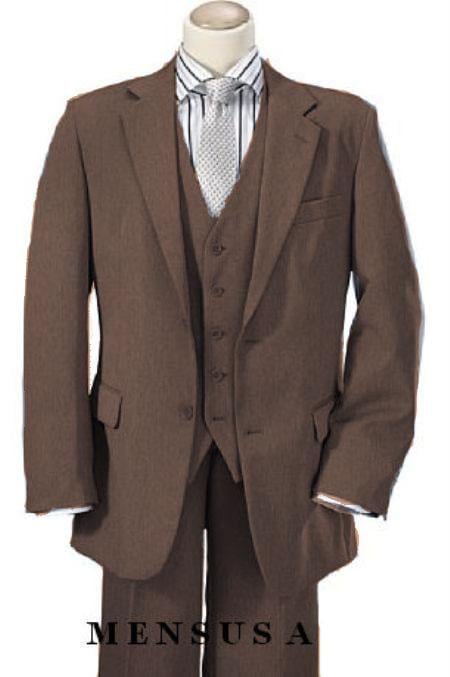 1930s Style Men’s Suits, Sportscoats Mens Bronze 2 Button Vested 100 Wool Notch Lapel Vented 3 Piece Suit $175.00 AT vintagedancer.com