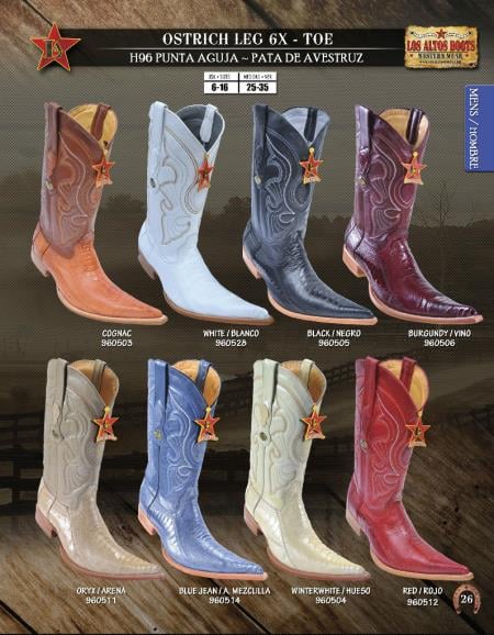 Los Altos 6x Toe Genuine Ostrich Leg Mens Western Cowboy Boots