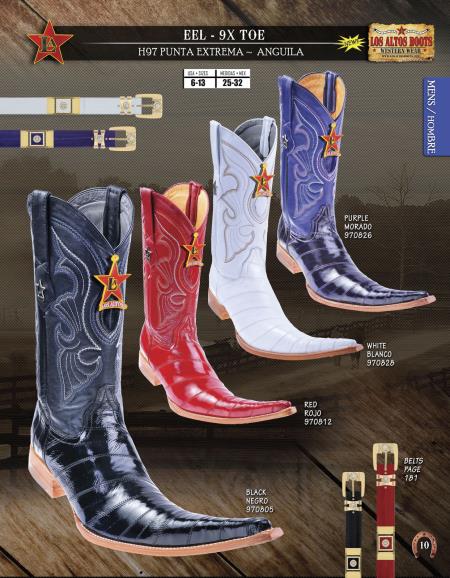 Botas tribaleras Los Altos 9X Toe Genuine Eel Men's Western Cowboy Boots