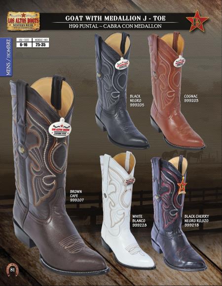 Los Altos J-Toe Goat w/ Medallion Men's Western Cowboy Boots Diff ...