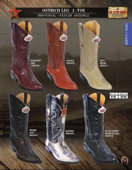 Los Altos J-Toe Genuine Ostrich Leg Mens Western Cowboy Boots Diff ...