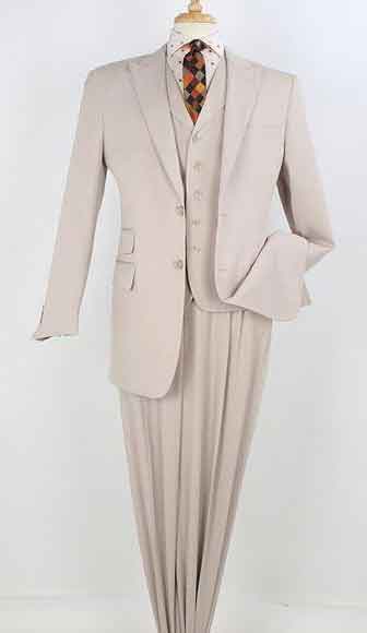 Men's Suit Ivory 2-Button Style Perfect For Wedding + Free Tie