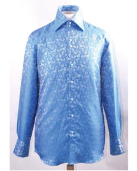 shiny blue shirt mens