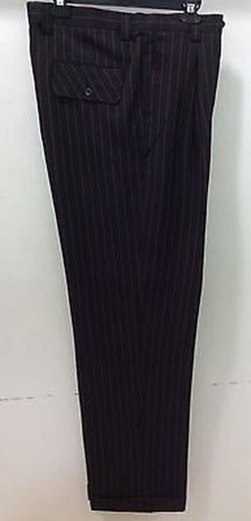 red pinstripe trousers