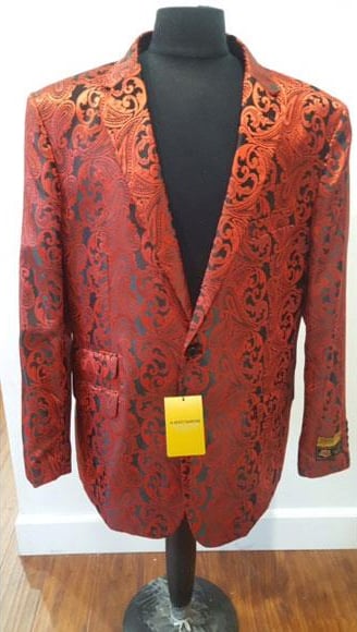 Red Buttons Closure Floral Paisley Jacket