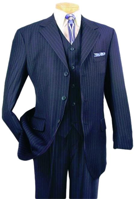 Alberto Nardoni Vested Pinstripe 100% Wool Suit Pleated Pant