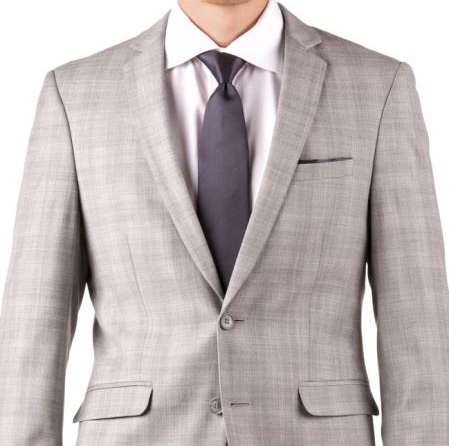Men's Light Gray 100% 130s Wool One Chest Pocket Suit