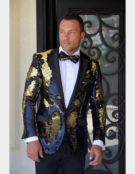 Mens Single Breasted Gold Suit Jacket Gold Tuxedos Mensusa