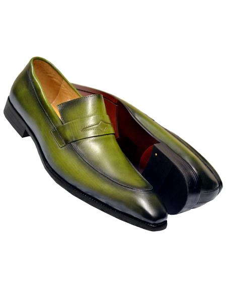 olive green mens dress shoes