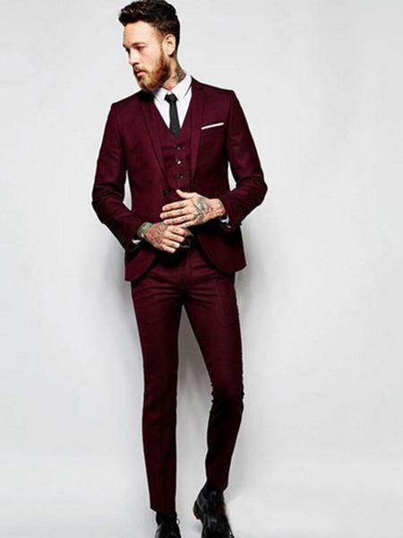 Burgundy Tuxedos, Black and Burgundy Maroon tuxedo